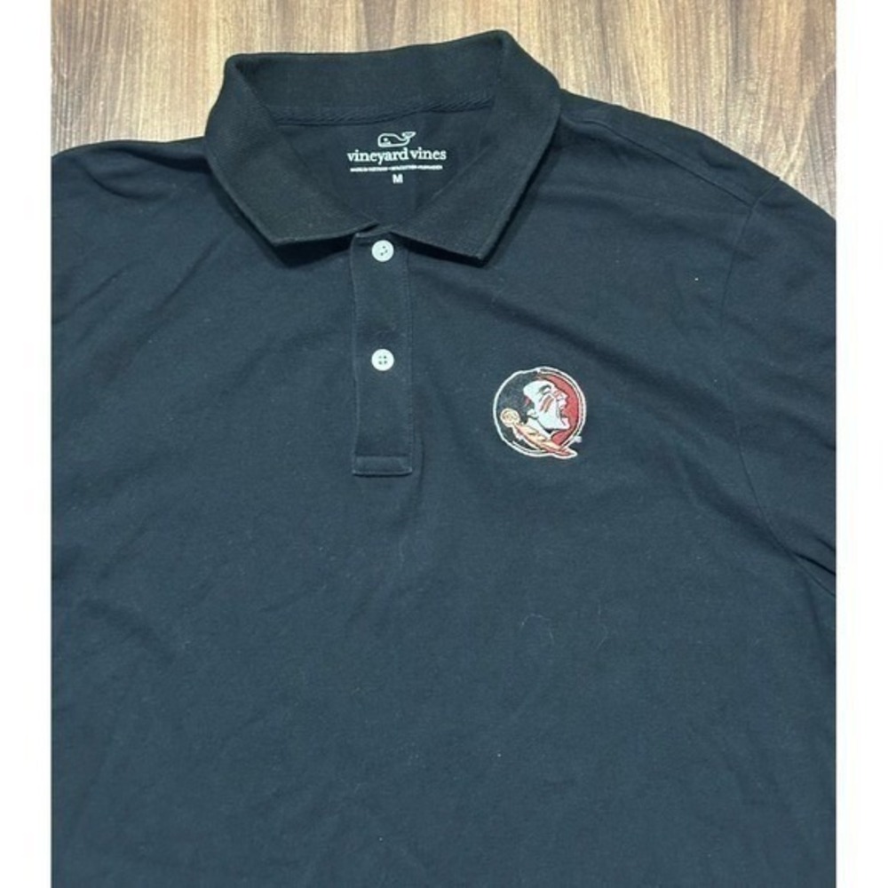 Vineyard Vines NCAA Florida State Seminoles Black Performance Polo Shirt Sz M